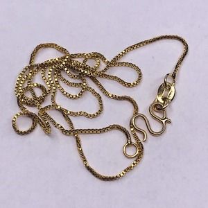 14k GP Gold Plated Necklace Box Chain 17" Yellow Hook Closure